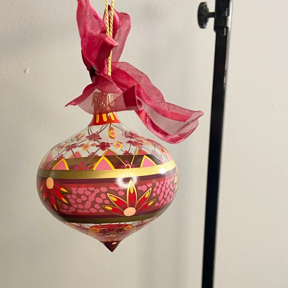 Lenox Hand Painted Gems Glass Christmas Bulb Ornaments Set of 2